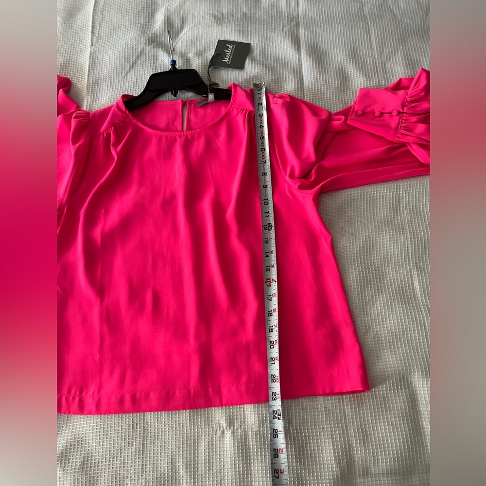 Marled Fuchsia Long Sleeve Blouse - Picture 12 of 14